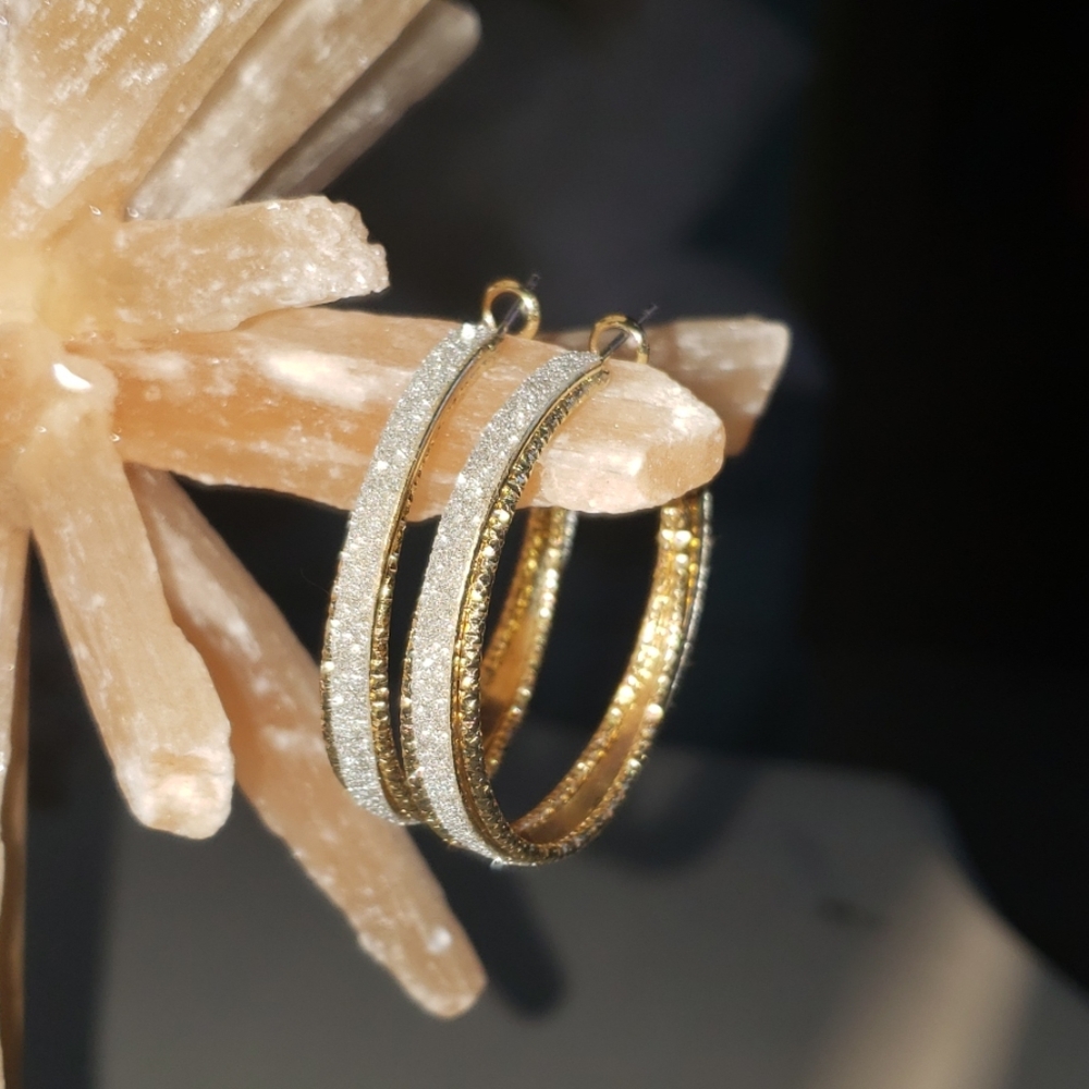 Sparkly gold  and silver hoop earrings